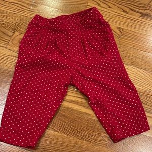 Red corduroy pants with light pink dots. 6-12mo. EUC